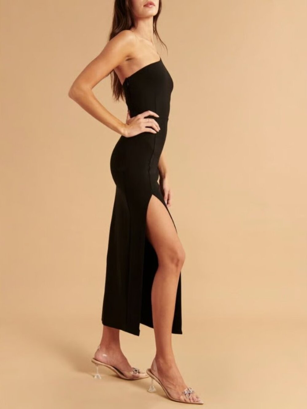 Abercrombie and Fitch Asymmetrical One Shoulder Maxi Dress with Slit - PETITE